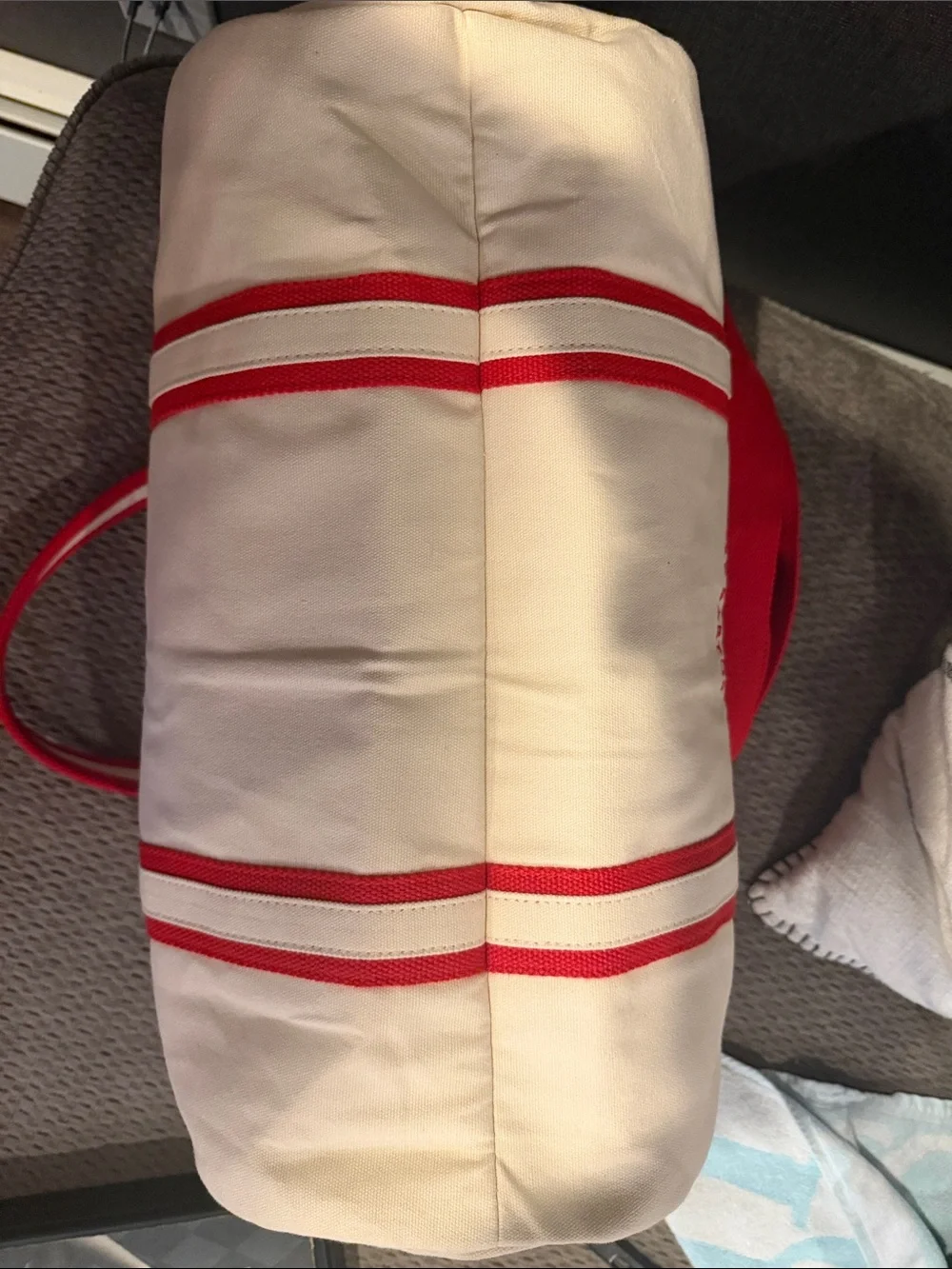 St Barths Canvas Tote Bag in Ivory and Red (Dave Matthew’s resort) - Picture 11 of 11